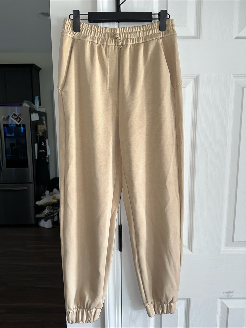 High-Rise Elastic Waist Beige Jogger Pants soooo sooooft